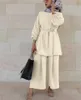 ملابس عرقية عباية تركيا اللباس الحجاب المساعدات مبارك قطعتين مجموعات مسلمة قفطان قفطان الإسلام الحباسية للنساء