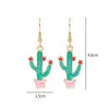 Kreatywny Zielony Roślina Kaktus Metal Wisiorek Dynda Kolczyki Dla Kobiet Dziewczyny Świeże Bonsai Moda Biżuteria Drop Kolczyk