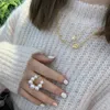 Ring female mouth adjustable ins net red cold wind minority design temperament pearl mouth index finger ring Shu1491261