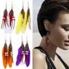 Creative Wings Shape Dangle Kroonluchter Oorbellen Mode Beaded Kwastje Fake Feather Decor Drop Earring Sieraden Accessoires