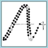 Pendentif Colliers Pendentifs Bijoux Hommes Chapelet Catholique Collier Pour Femmes Chrétien Jésus Vierge Marie Croix Crucifix Galss Chaînes Perlées