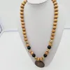Cross-border Personalized Beaded Wooden Bead Necklace Fashion Multicolor Leopard Print Disc Pendant Sweater Chain