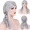 Nieuwe mode moslim vrouw binnenste hijabs effen kleur vouwen gebogen patroon hoed tulband hoofd cap dames haaraccessoires