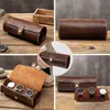 Watch Boxes & Cases Travel Case Roll Organizer Vintage Exquisite Round Shape Leather Storage Bag Unique Gifts For Father Husband L294i