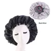 Chapeau de bain à large bord couleur unie Bonnets de cheveux en soie ronde boucle réglable chapeaux ajustés Satin tête enveloppement produits de salle de bain femmes 68520092