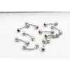 Lot50 SZTUK Korpus Biżuteria -Crystal Gems Brwi Piercing Lip Rings Curve Barbells 16G ~ 1.2mmx8x4mm Sliver Color