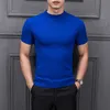 MRMT 2021 Brand New Autumn Men's Sweater Pure Color Semi-high Collar Knitting for Male Half-sleeved Sweaters Tops Y0907