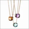 Hängsmycke Halsband Hängsmycken Smycken Toppkvalitet Candy 22 Färger Colorf Crystal Svart Blå Grön Röd Vatten Drop Halsband för Kvinnor (DJ1090) 2