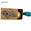 RMTPT 50Pcs/L Peacock Feather Candy Boxes Drawer Design Wedding Favors Faux Kraft Paper Gift Boxes 7.5x5x3cm 210724