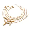 Браслеты очарования 1 набор мода натуральный браслет оболочки для женщин Boho Gold Color Change цепь ручной ткань тазчковых украшений 2021