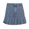 Masowe kobiety seksowne mini spódnice solidne y2k urocze szczupłe koreańskie plisowane vintage casual dżinsowa spódnica z wysokiej talii streetwear cuteAndpscho y0824
