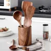 Cooking Utensils Wooden Spatula Teakwood Non-stick Pan Spatulas Long Handle Meal Spoon Natural Spoons Colander Dinnerware WLY BH4713