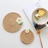 マットパッド日本語スタイルの熱断熱パッドインス小さな花の丸いプレースマットコットンスレッド織りポットボウルキセンテーブル装飾