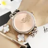 Brand Watch Women Girl With Luxury Logo Diamond Big Letters Style Metal Steel Band Wrist Watches GS 7085