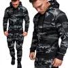 Autumn Mens Sets Camouflage Tracksuits 2 Pieces Sets Tactical Combat Hooded Hoodies+Pants Sports Suit Man Sportswear Clothes G1217