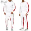 SITEWEIE 2 pièces ensembles hommes mode Sportswear sweats hommes survêtements épaissir pulls décontractés à capuche Patchwork costumes L455 201128