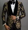 Helt ny paisley bröllop tuxedos svart sjal lapel brudgum tuxedos mode män blazer 2 bitar kostym prom / middagjacka anpassade (jacka + byxor + slips) 2661