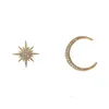 Luksusowa marka Projekt Star Moon Charm Kolczyki Dla Kobiet Moda Biżuteria Słońce Księżyc List Ear Stud Diamond Gold Fashjion Biżuteria