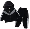 Barnpojkar 'Autumn Jacket Set Children Teenage Hooded Coat Tops and Pants Two-Piece Outfifts Reflective Tracksuit Sports Casual Outwear 80-140cm R1