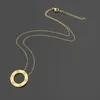 Gold Jewlery Women Necklace Stainless Steel Link Chain Circle White Culic Zirconia Stone Diamond Pendant Silver Rose Solitaire Womens Pendants Necklaces Gift