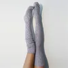 Calcetines deportivos moda mujer dama cable punto extra larga medias sobre la rodilla muslo alto cálido pantimedias ajustas medias