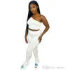 Women Sports Tracksuits Sexy Sleeveless Oblique Shoulder Vest And Split Pants Two Pieces Jogger Sets Summer And Autumn Clothing S-XXL