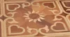 Pavimento in parquet artistico con motivo girasole, colore rosso balsamo, superficie liscia, pavimento in legno ingegnerizzato in teak birmano, rivestimento in vero legno di acero canadese