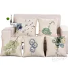 Gröna blad växter tryckta kasta kudde fodral linne stol soffa kudde täcke kinesisk bläck målning 45 * 45cm kuddehus heminredning bh4816 tqq