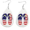 Love Hippie Flip Flops American Flag Independence Day Earrings Summer Beach USA Patriotic Sandals For Women X0709 X0710