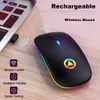 Ultra-Thin Wireless Mouse 2.4GHZ LED Silent Mute Colored Backlit Optical Mice with Hidden USB Receiver DPI Adjustable Gaming