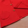 Inverno bambini casual cotone manica lunga con cappuccio monopetto rosso solido neonate o ragazzi con cappuccio 2-6T 210629