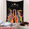 Tapissries Kawaii vacker flicka tapestry svart stjärnvägg hängande barnrum sovrum sovsal konst hippie anime måndekoration