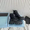 2021 Kvinnor Rois Stövlar Designers Ankel Martin Boot Läder Nylon Avtagbar påse Stövlar Militärinspirerade stridsskor Originalkartong storlek 35-41 Toppkvalitet