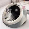 Camas de gato móveis macios aconchegante canil de cama quente ninho de esteira cesta de animais de estimação pequena cães de pelúcia caver