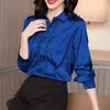 Mulheres de seda coreana Camisetas mulheres cetim blusas elegantes senhora de manga longa blusas de renda de renda de plus size blusas mujer de moda 210308