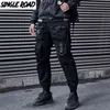 SingleroRoad Mens Cargo Calças Moda Preto Baggy Corredores Techwear Hip Hop Japonês Streetwear Calças para 210715