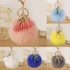 Rabbit Faux Fur Cute Pompon Brelok Holder Blue Big Ball Charm Key Pierścień Prezenty Kobiety Tassel Hairball Breloczek Torba Łańcucha Wisiorek