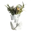 Vases en céramique femme tête Vase créatif nordique fleur Art Statue maison bureau porche armoire à vin décoration