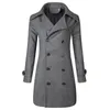 Men's Wool & Blends Men Lapel Double Collor Woolen Overcoat Winter Trench Coat Breasted Warm Tops Jacket Formal Outwear Viol22