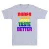 Jungs schmecken nur einen besseren Regenbogen 3. Gender LGBT Gay Lesbian Pride Lustige Geschenk T-Shirt Herren Kurzarm Baumwolle Black T-Shirt