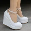 Dress Shoes 2021 Spring And Autumn Fashion Women's High-heeled With Thick Bottom Diamond Chain White Black Large Size