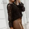 Women's Blouses & Shirts Ordifree 2021 Summer Vintage Women White Lace Crochet Blouse Shirt Fashion Long Sleeve See Through Hollow Out Sexy