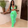 Vrouwen Tie Dye Gedrukte Trainingspakken 2 Tweedelige Mesh Bikini Strand Set Sexy Badmode V-hals Backless Wear Bandage Groothandel Plooibroek