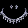 Emmaya Zircons High Quality White Gold Color Cubic Zirconia Bridal Wedding Necklace and Earring Set Party Gift 2202243210863