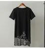Fekeha 여름 긴 T 셔츠 여성 편지 블랙 화이트 티셔츠 섹시한 반소매 얇은 면화 탑 티셔츠 여성 티셔츠 210623