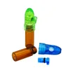 HONEYPUFF 3 tailles bouchon acrylique bouteille en verre étui à pilules Snuff Snorter distributeur Bullet Rocket Snorter verre boîte à pilules flacon avec fond transparent