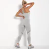 Yoga outfit 2022 randig ih￥lig s￶ml￶s upps￤ttning kvinnor sport fitness v￤st leggings gym kostym sport set