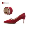 Dress Shoes Wedding Women 2021 Winter Bride Red Chinese Show Crystal Heels Are Not Tired Feet