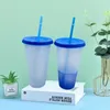 24 OZ Renk Değiştirme Kupası Sihirli Plastik Kapak ve Saman Ile Tumblers Içme Tulum Temizle Renkler Soğuk Kupası Yaz Bira Kupalar DHT30 50 adet