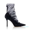 Sexig Lace Kvinnor Pumpar Bröllopsklänning Skor Kvinna Pekade Toe 9cm Högklackat Ladies Stiletto Ankel Boots Valentine